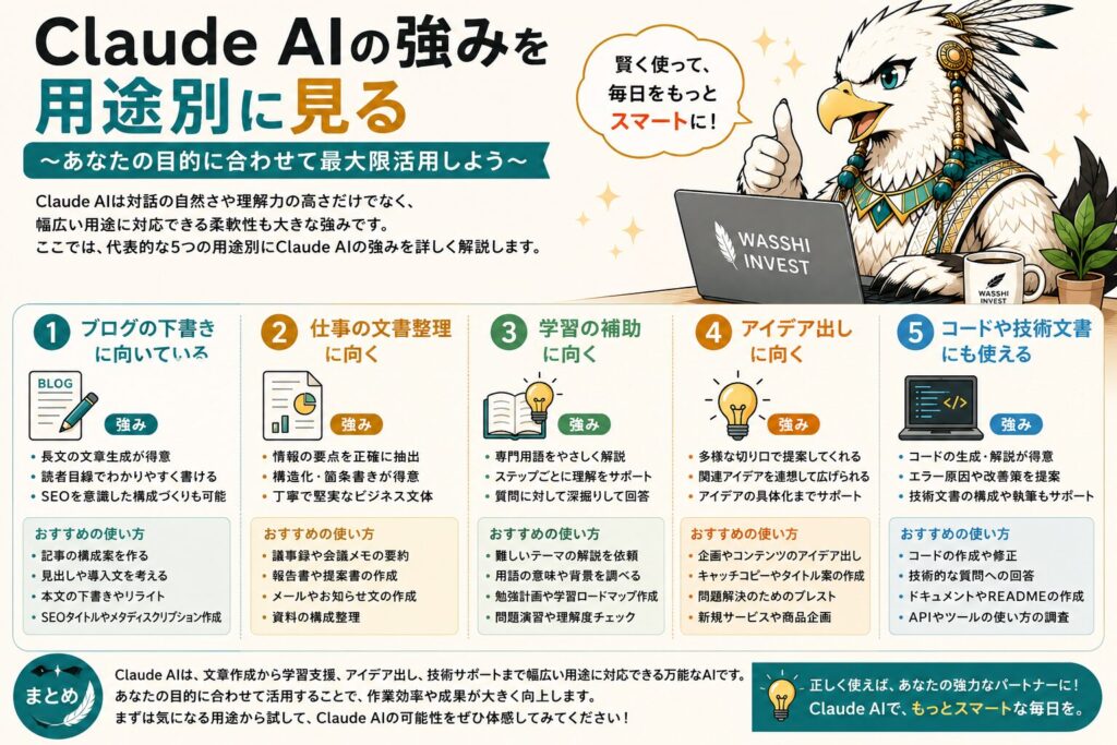 Claude AIの強みを用途別に見る