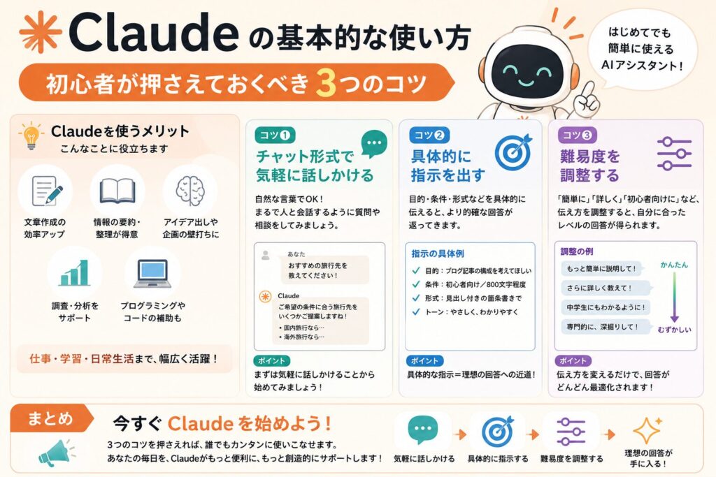 Claudeの基本的な使い方|初心者が押さえておくべき3つのコツ