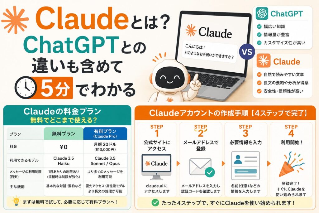 Claudeとは?ChatGPTとの違いも含めて5分でわかる