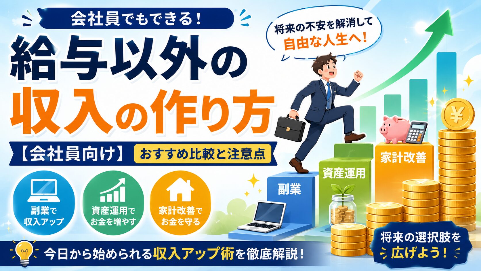 給与以外の収入の作り方【会社員向け】おすすめ比較と注意点