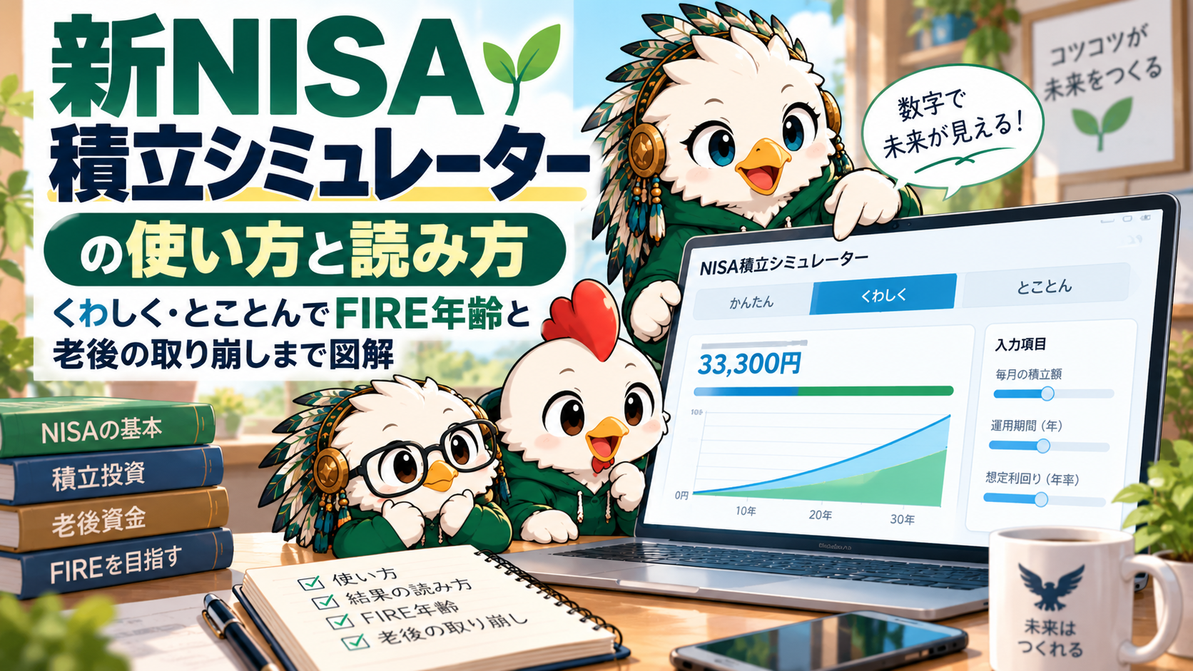 新NISA積立シミュレーターの使い方と読み方｜くわしく・とことんでFIRE年齢と老後の取り崩しまで図解