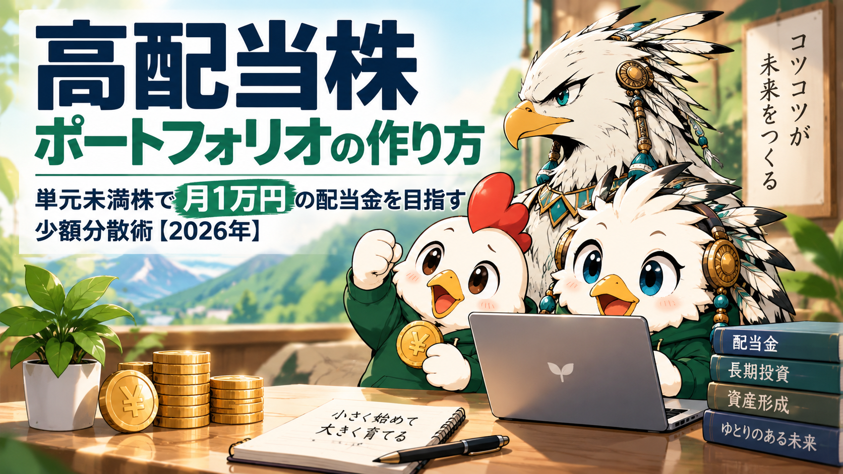 高配当株ポートフォリオの作り方｜単元未満株で月1万円の配当金を目指す少額分散術【2026年】