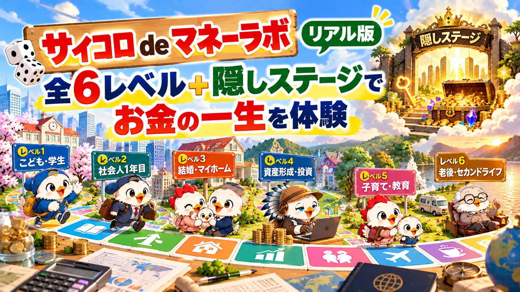 サイコロ de マネーラボ リアル版｜全6レベル＋隠しステージでお金の一生を体験