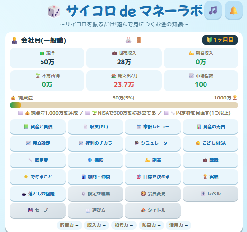 画面下のメニューボタン一覧