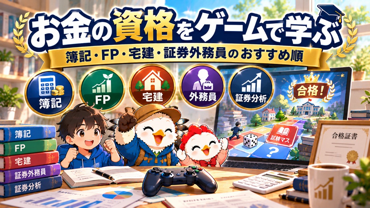 お金の資格をゲームで学ぶ｜簿記・FP・宅建・証券外務員のおすすめ順